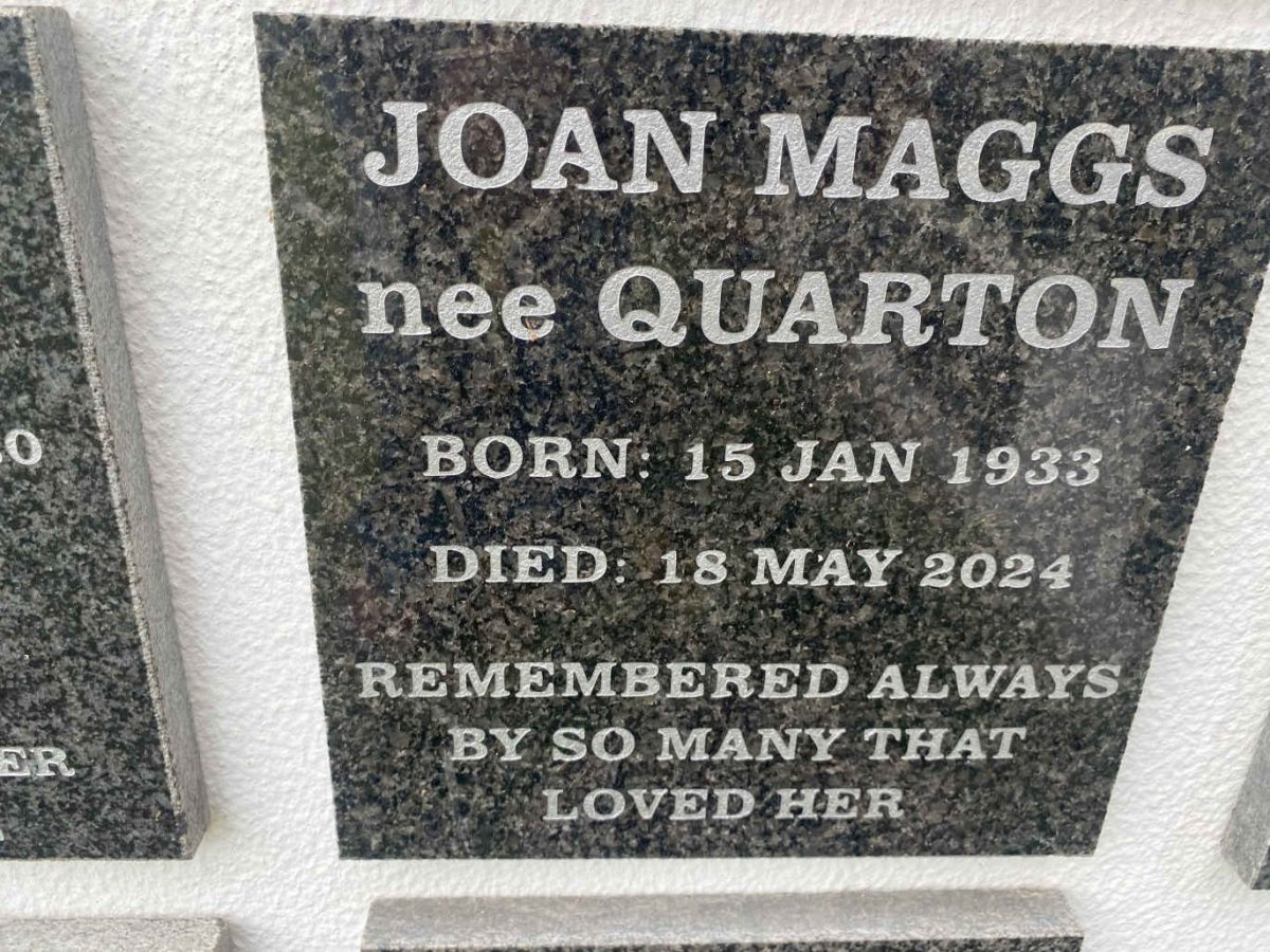 MAGGS Joan nee QUARTON 1933-2024