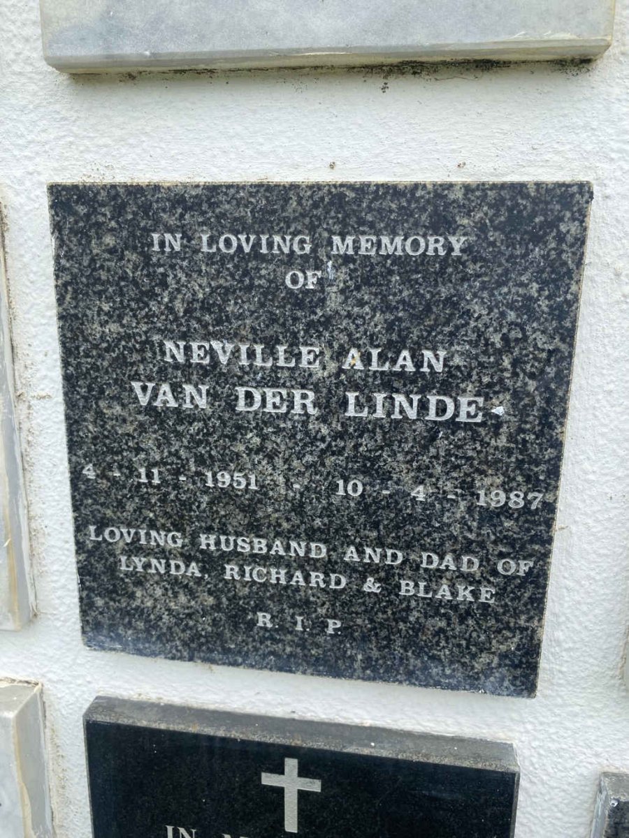 LINDE Neville Alan, van der 1951-1987