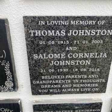 JOHNSTON Thomas 1915-2003 & Salome Cornelia 1930-2016