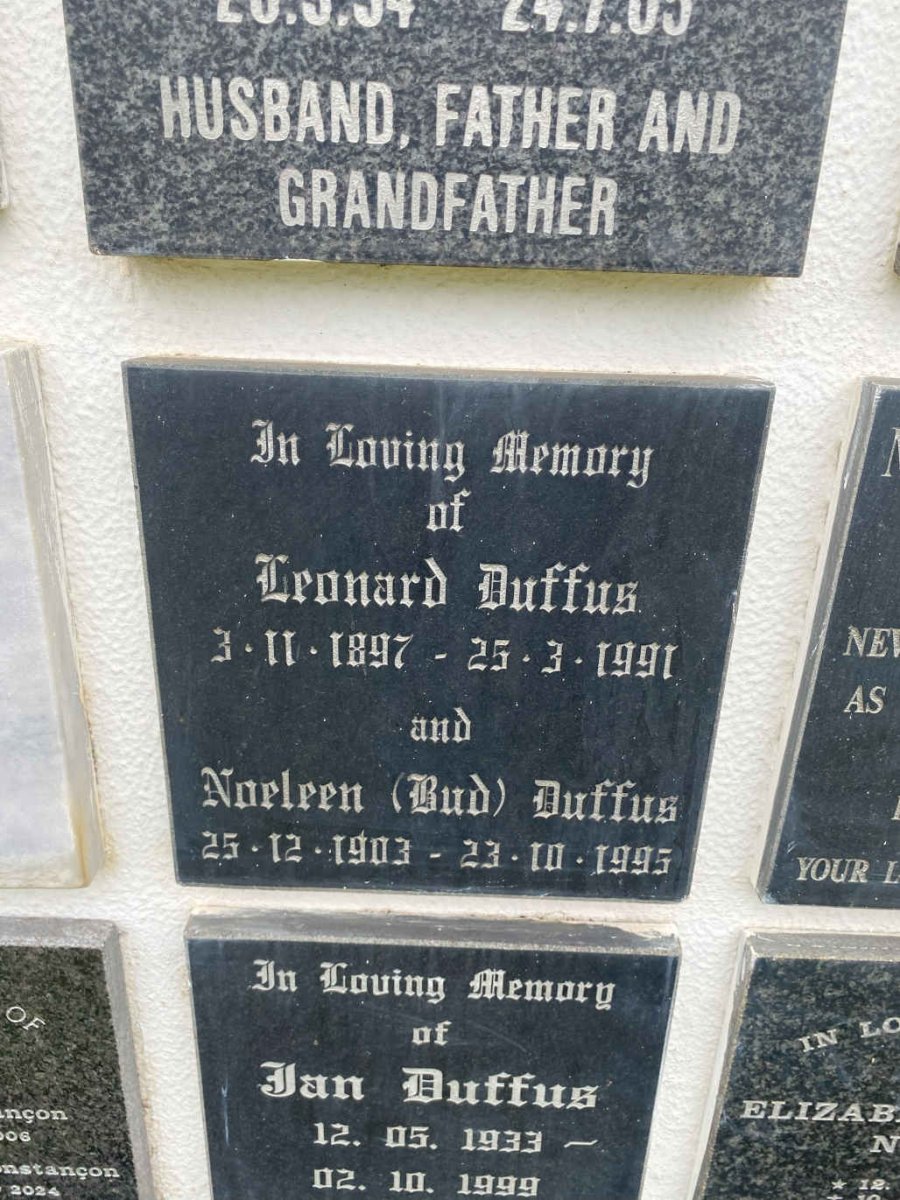 DUFFUS Leonard 1897-1991 & Noeleen 1903-1995