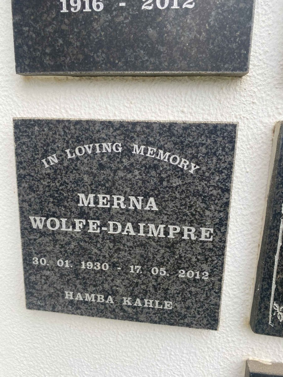 DAIMPRE Merna, WOLFE 1930-2012
