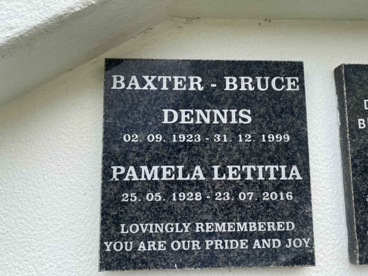 BAXTER Bruce Dennis 1923-1999 :: BAXTER Pamela Letitia 1928-2016