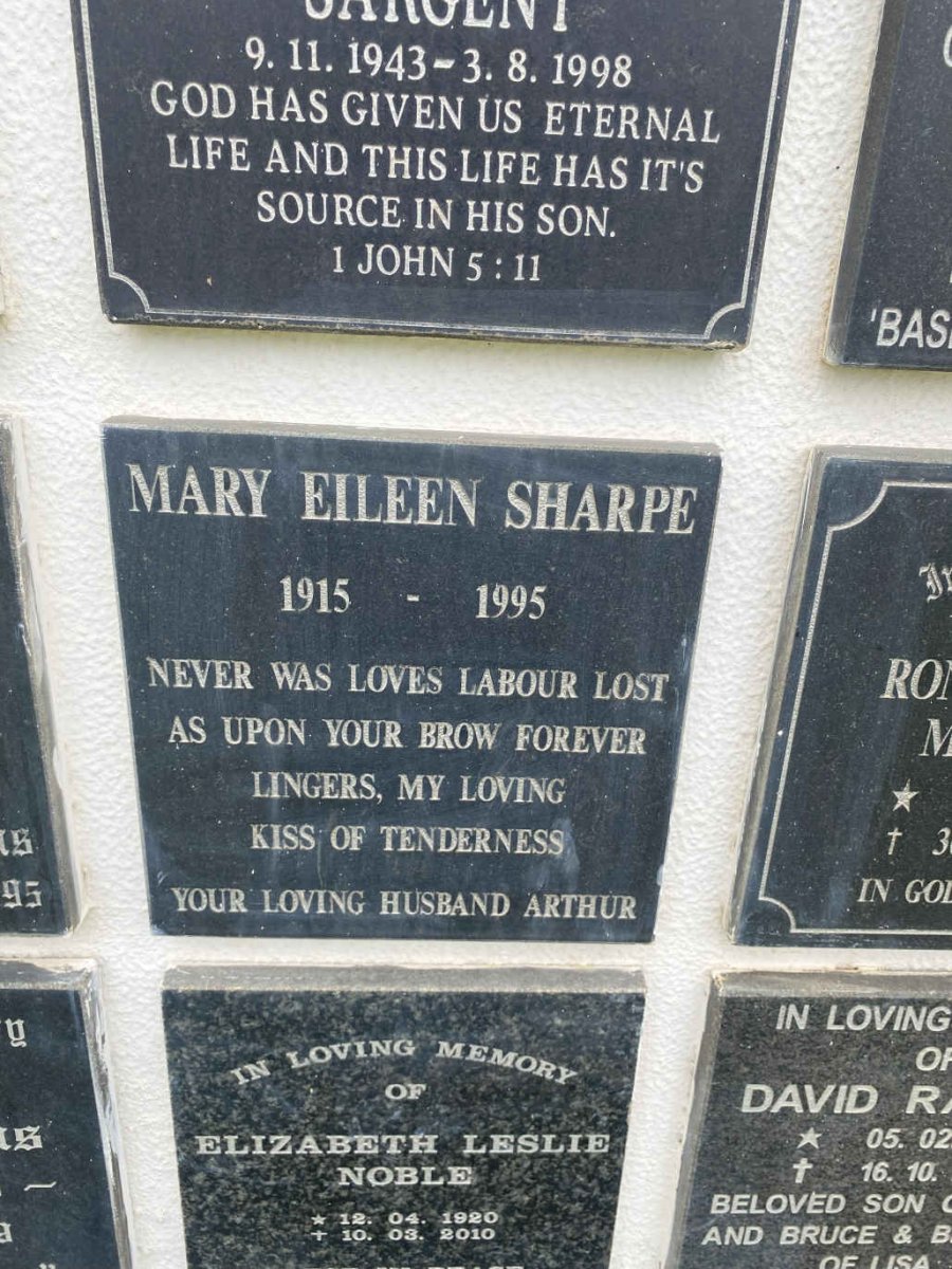 SHARPE Mary Eileen 1915-1995