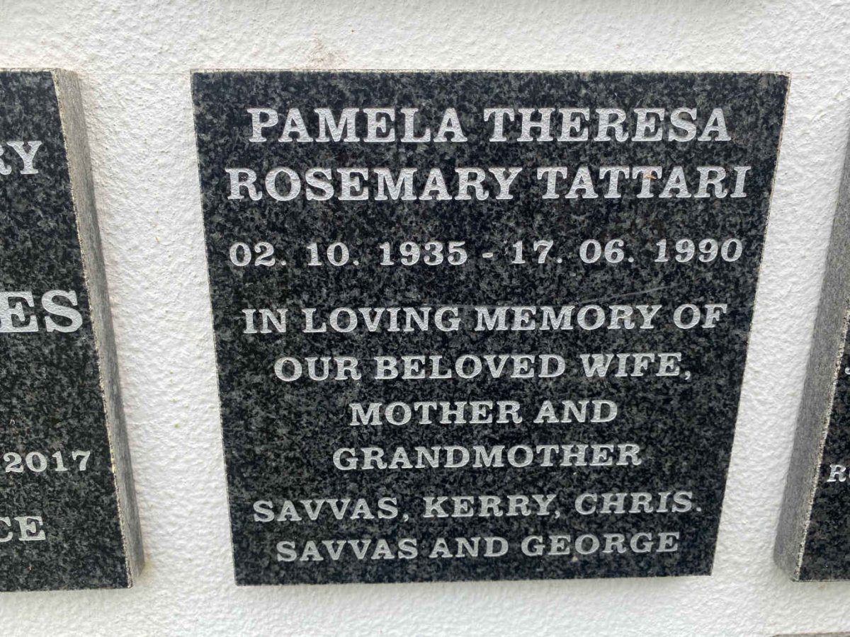 TATTARI Pamela Theresa Rosemary 1935-1990