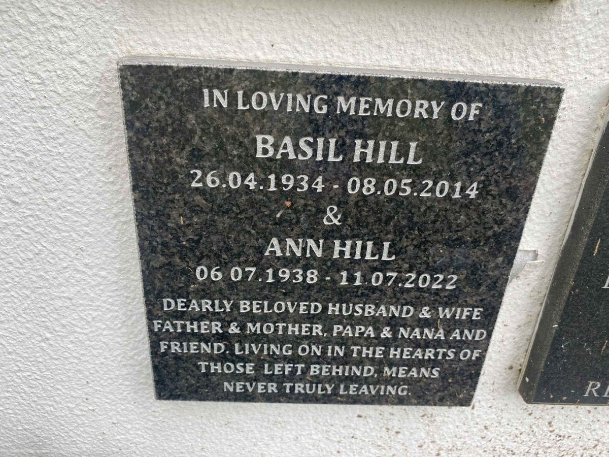 HILL Basil 1934-2014 & Ann 1938-2022