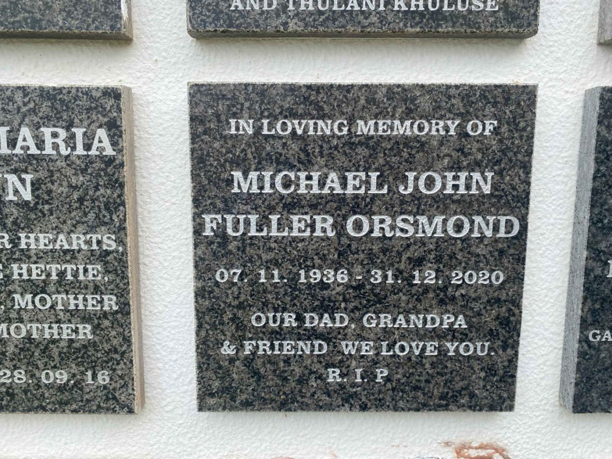 ORSMOND Michael John Fuller 1936-2020