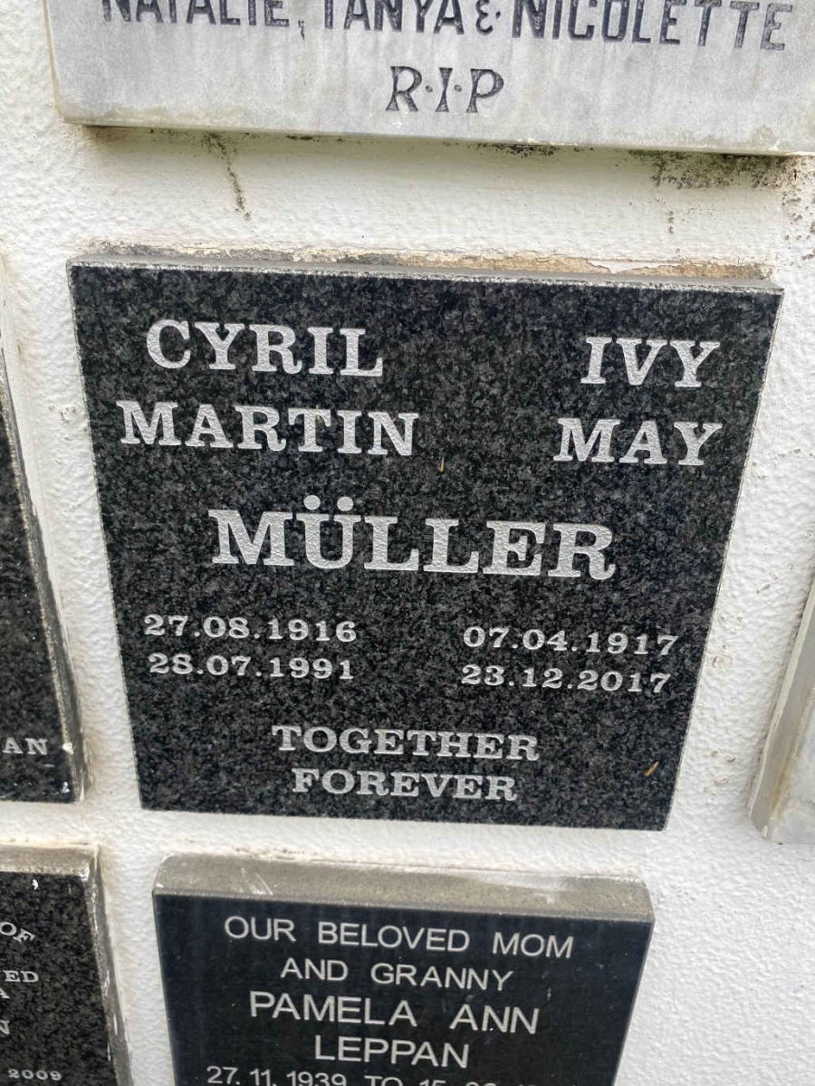 MULLER Cyril Martin 1916-1991 & Ivy May 1917-2017