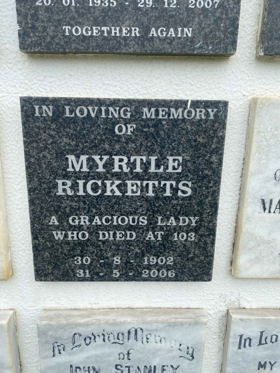 RICKETTS Myrtle 1902-2006
