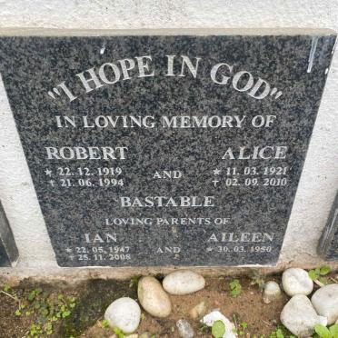 BASTABLE Robert 1919-1994 & Alice 1921-2010 :: BASTABLE Ian 1947-2008 :: BASTABLE Aileen 1950-
