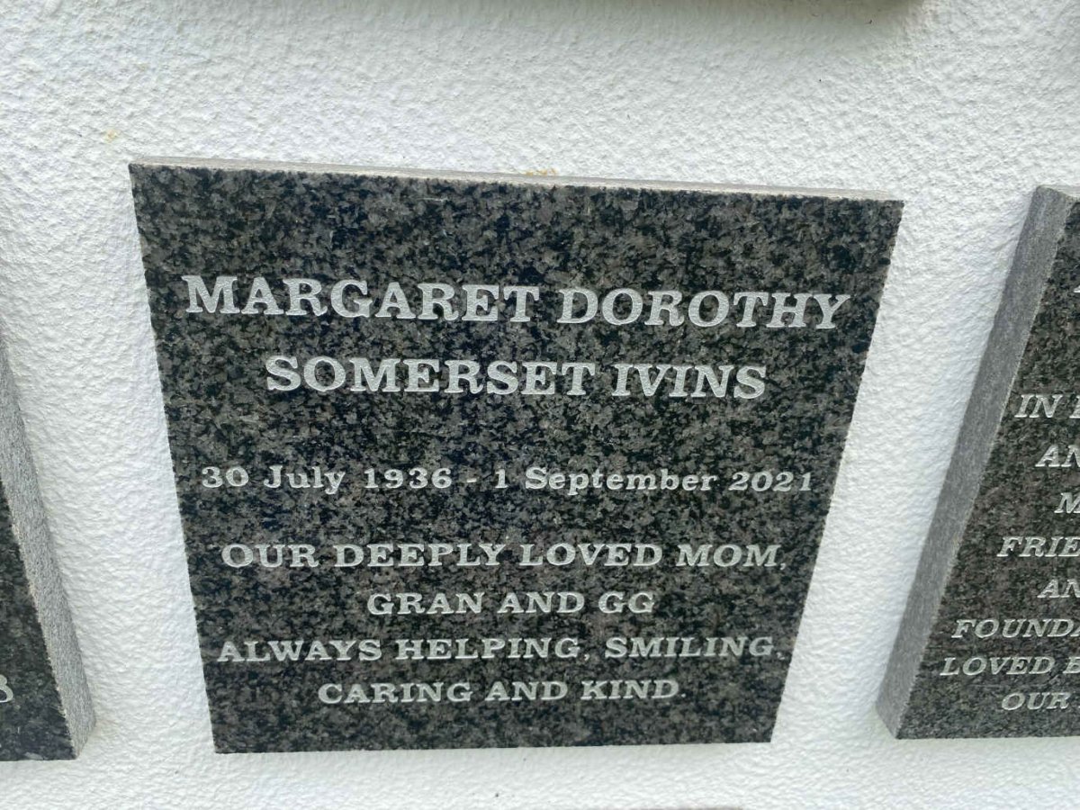 IVINS Margaret Dorothy Somerset 1936-2021