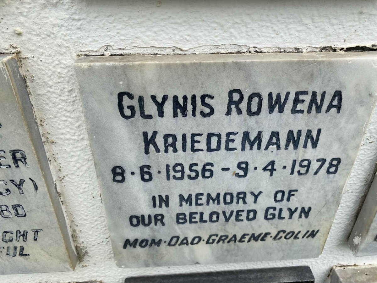 KRIEDEMANN Glynis Rowena 1956-1978