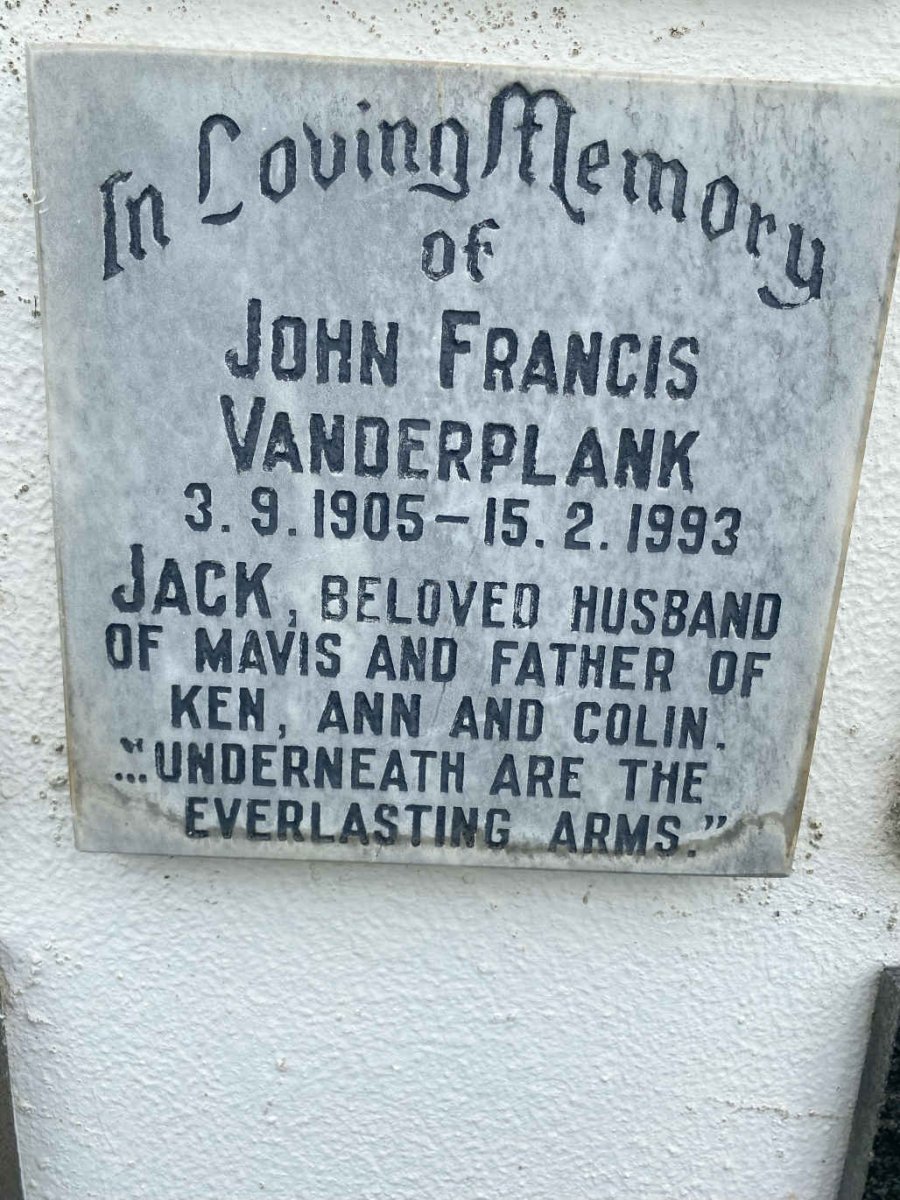 VANDERPLANK John Francis 1905-1993
