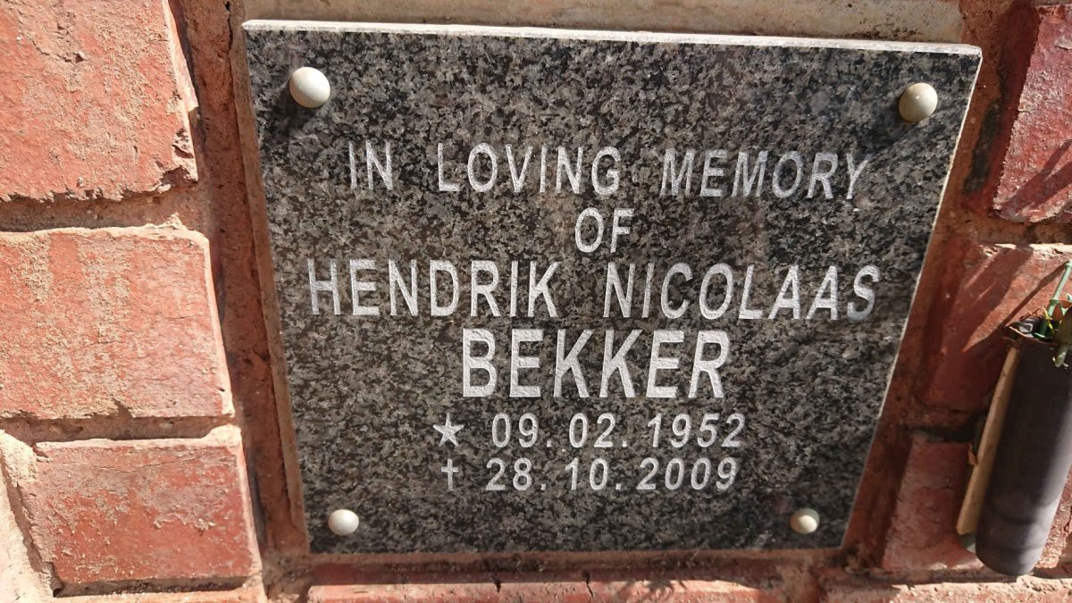 BEKKER Hendrik Nicolaas 1952-2009