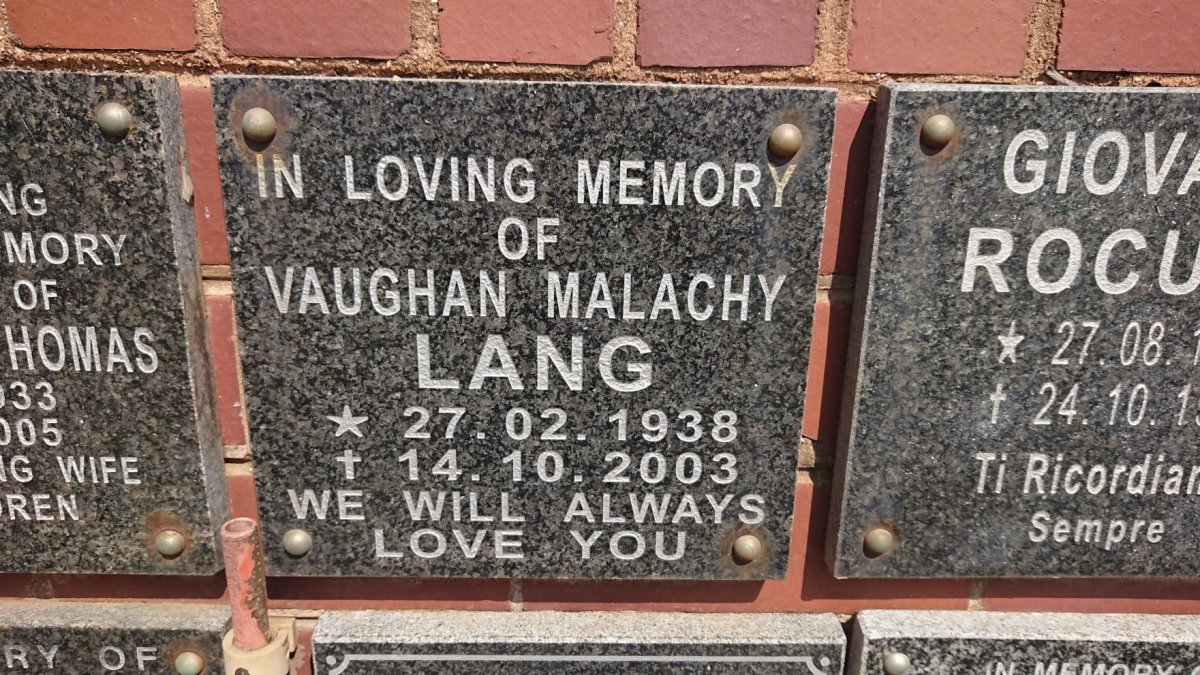 LANG Vaughan Malachy 1938-2003