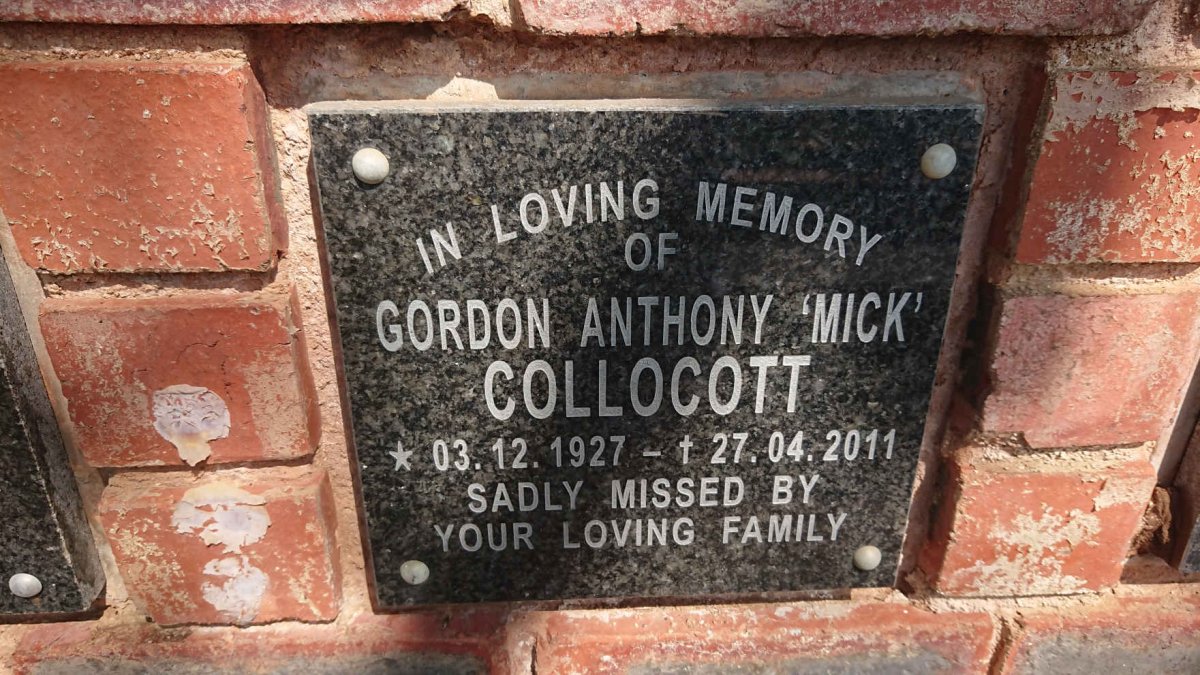 COLLOCOTT Gordon Anthony Mick 1927-2011