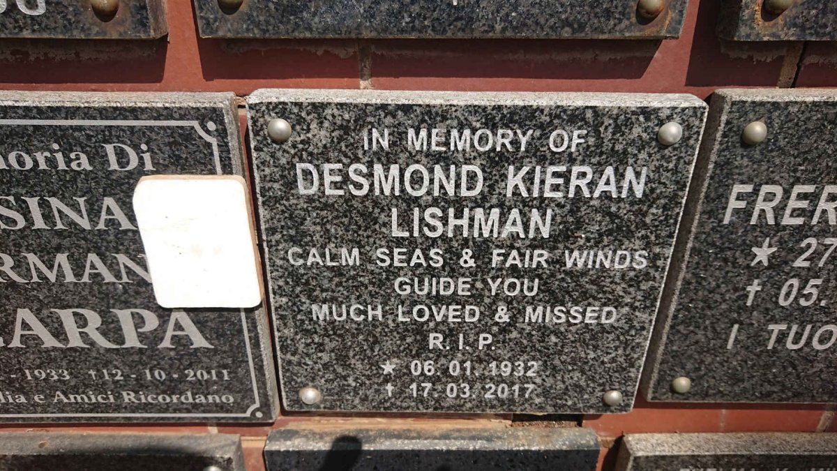 LISHMAN Desmond Kieran 1932-2017