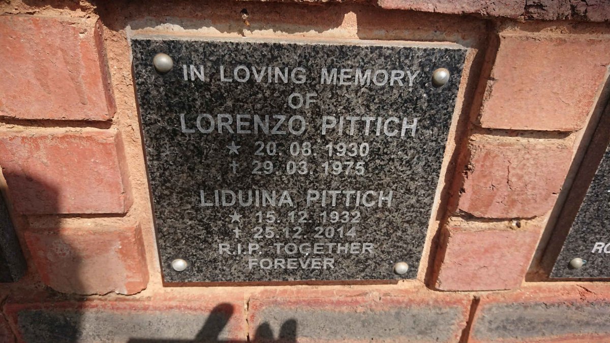 PITTICH Lorenzo 1930-1975 & Liduina 1932-2014