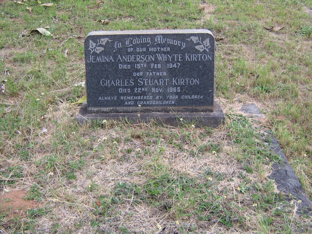 KIRTON Charles Stuart -1965 &amp; Jemina Adnerson Whyte -1947