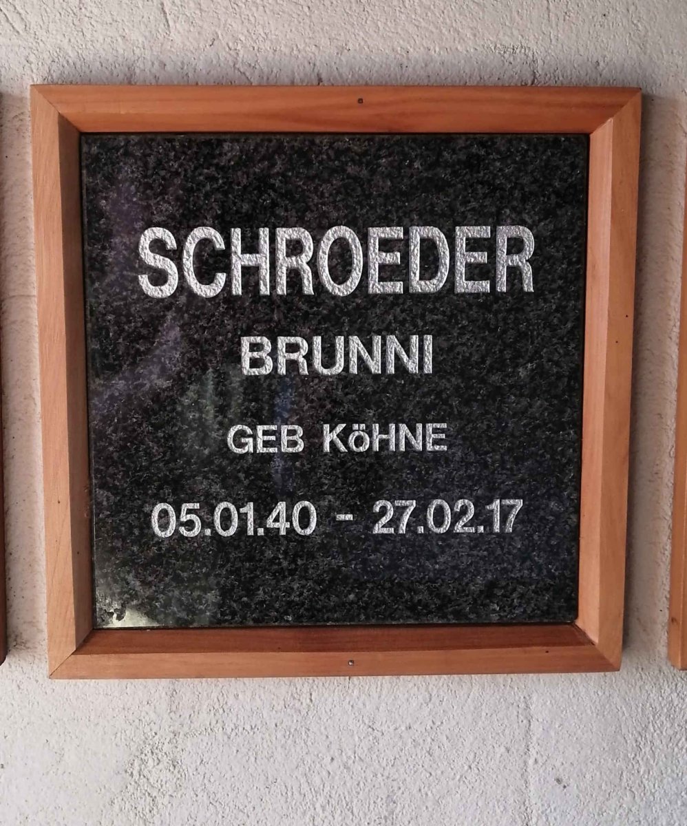 SCHROEDER Brunni nee KOHNE 1940-2017