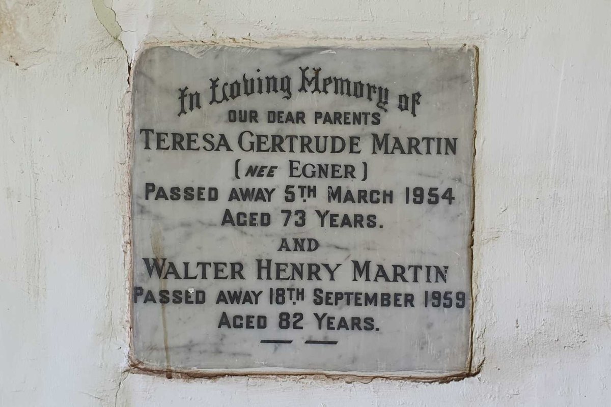 MARTIN Walter Henry -1959 &amp; Teresa Gertrude EGNER -1954