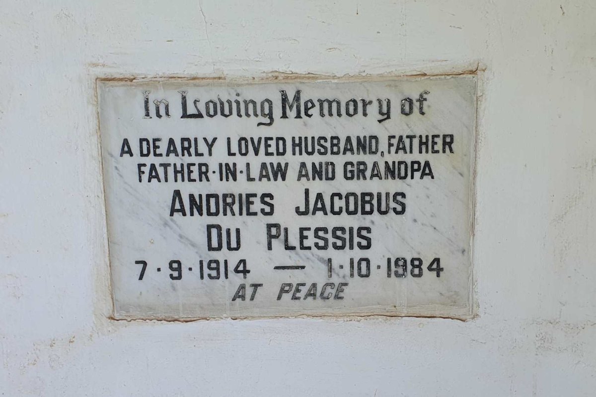 PLESSIS Andries Jacobus, du 1914-1984