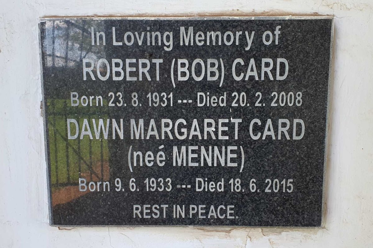 CARD Robert 1931-2008 &amp; Dawn Margaret MENNE 1933-2015