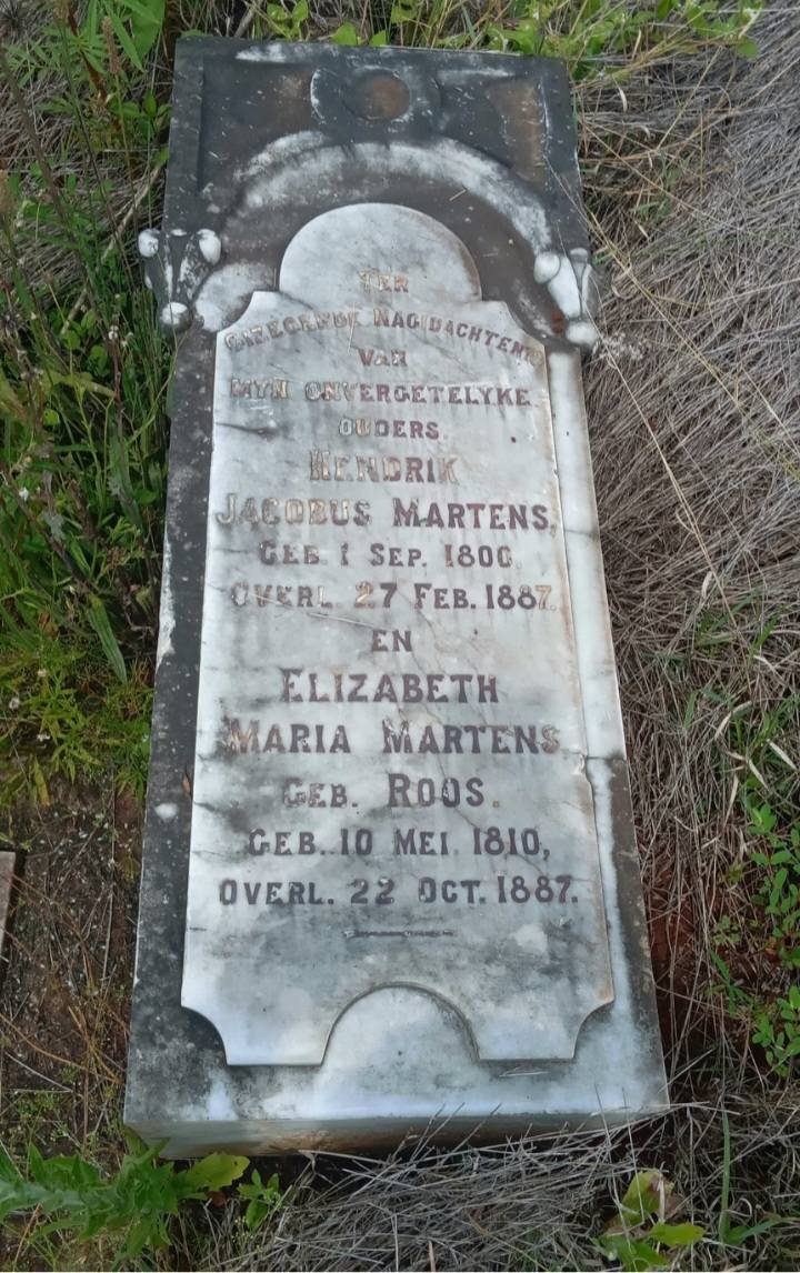 MARTENS Hendrik Jacobus 1800-1887 & Elizabeth Maria ROOS 1810-1887