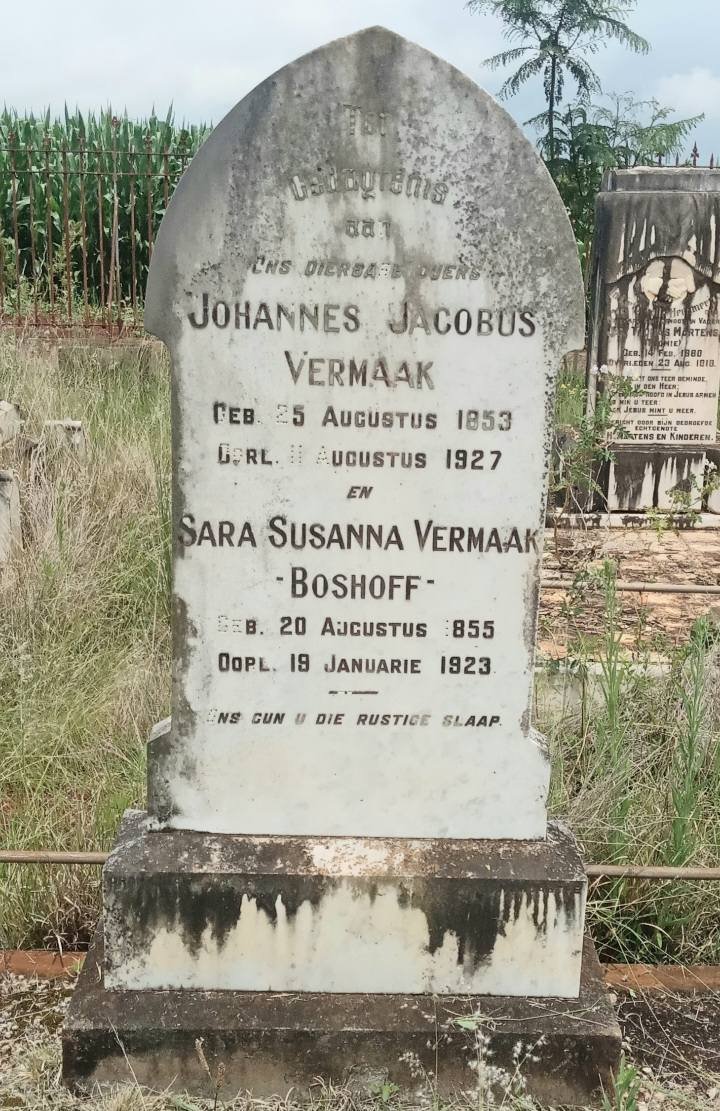 VERMAAK Johannes Jacobus 1853-1927 & Sara Susanna BOSHOFF 1855-1923