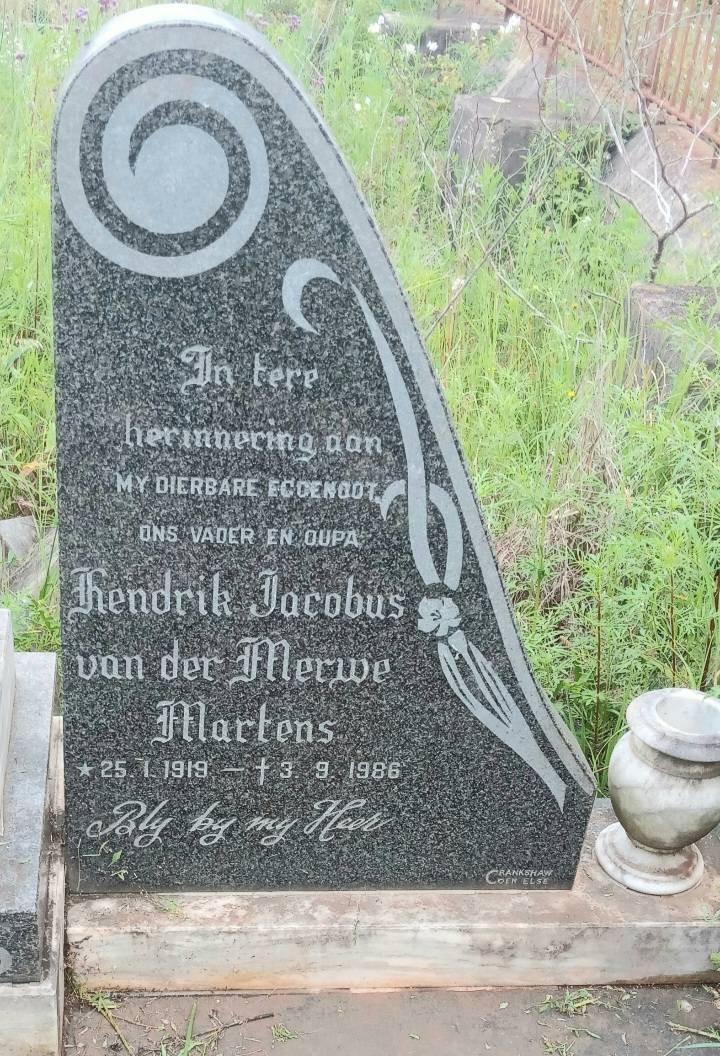 MARTENS Hendrik Jacobus van der Merwe 1919-1986