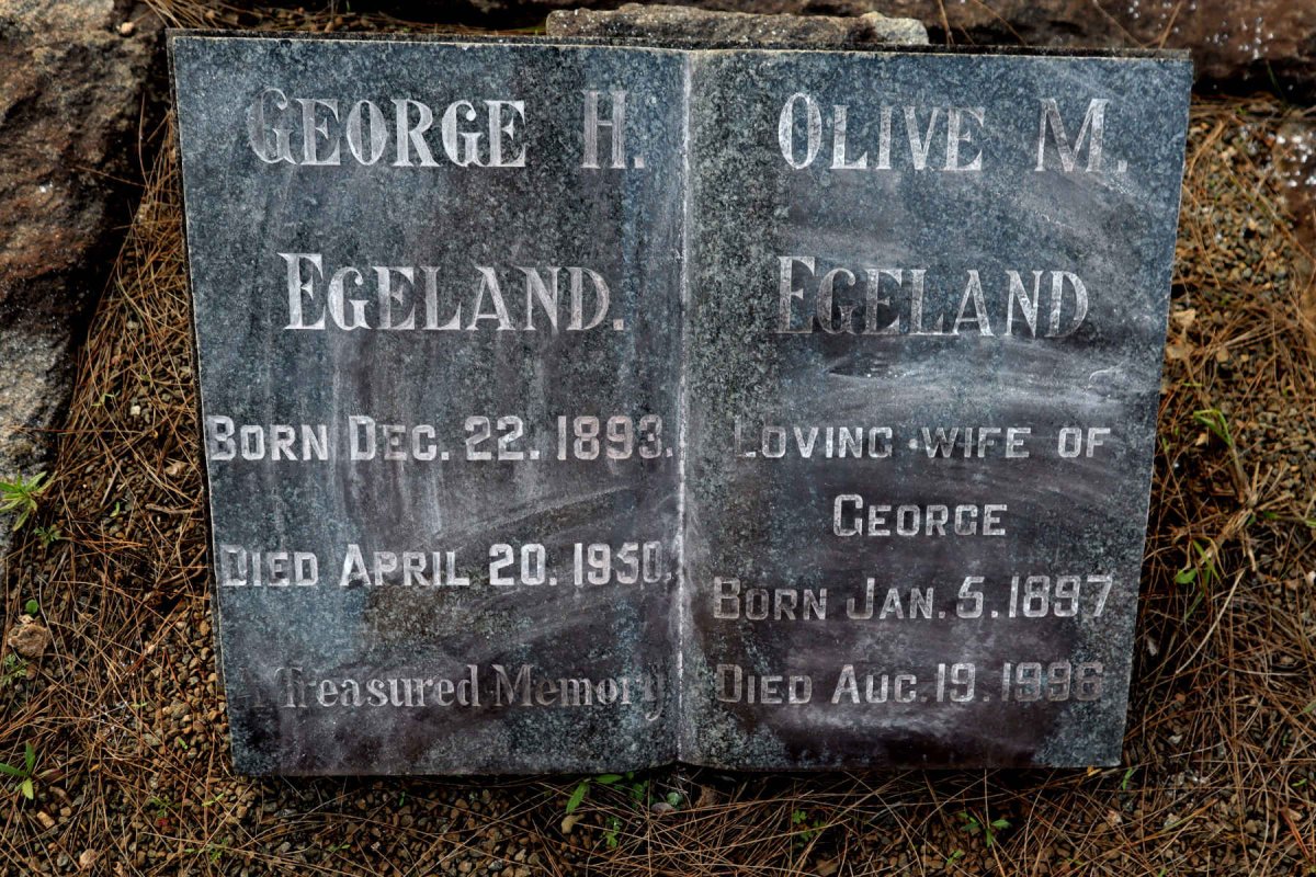 EGELAND George H. 1893-1950 & Olive M. 1897-1996