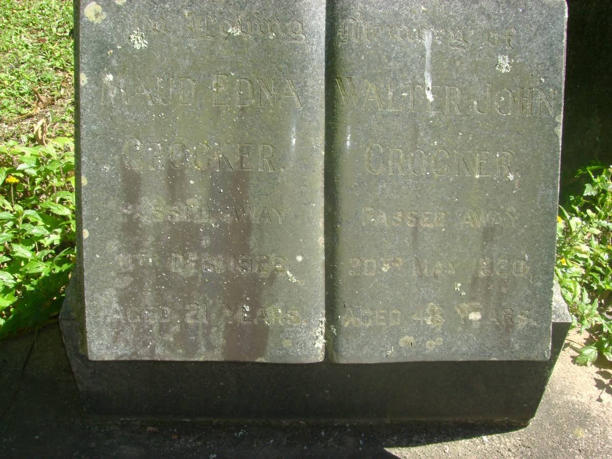 CROCKER Walter John -1930 &amp; Maud Edna -1928