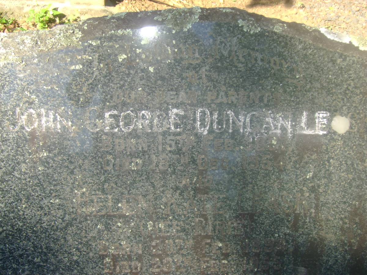DUNCAN John George 189?-1934 &amp; Helen Kate 189?-1959