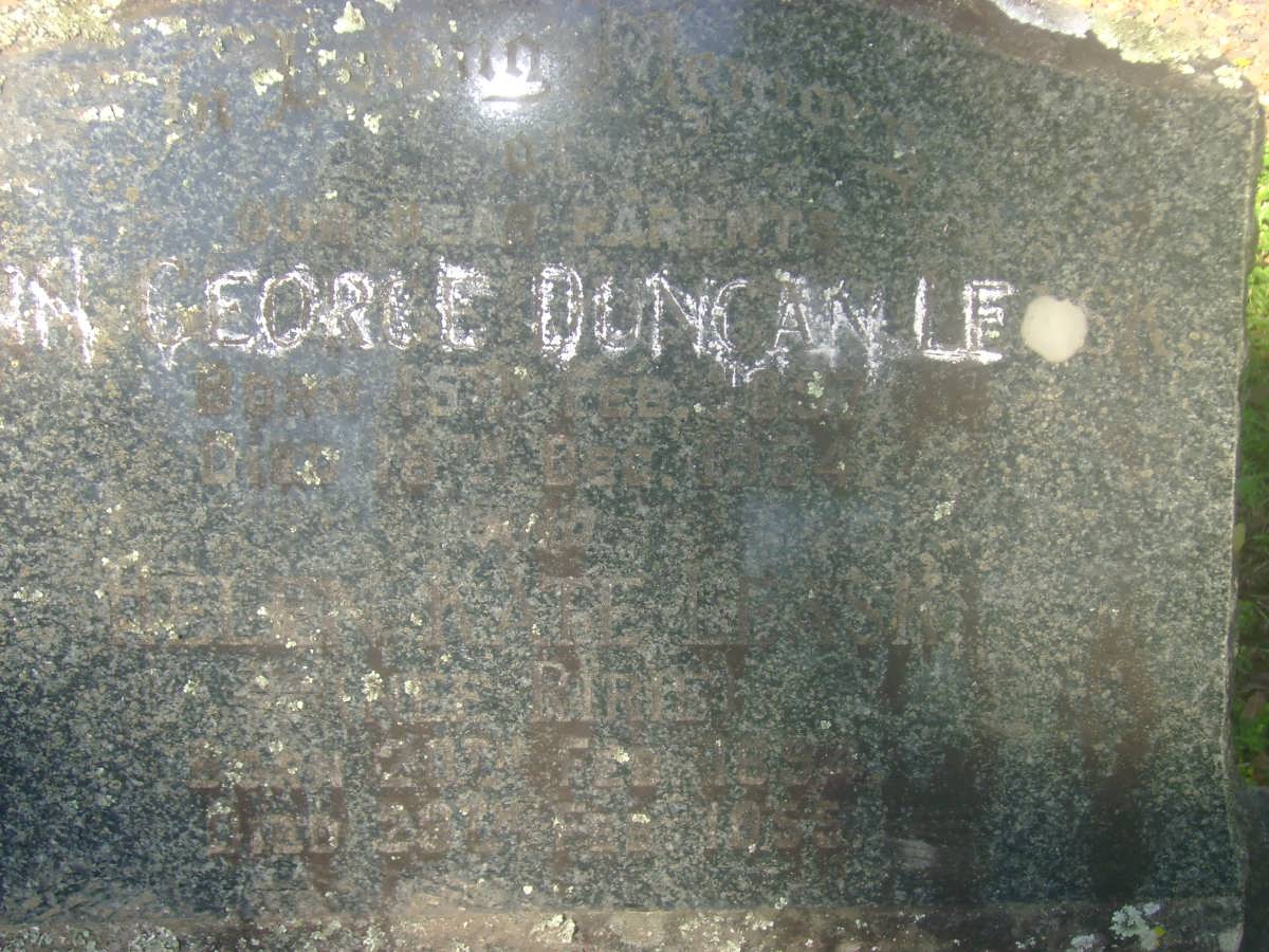 DUNCAN John George 189?-1934 &amp; Helen Kate 189?-1959