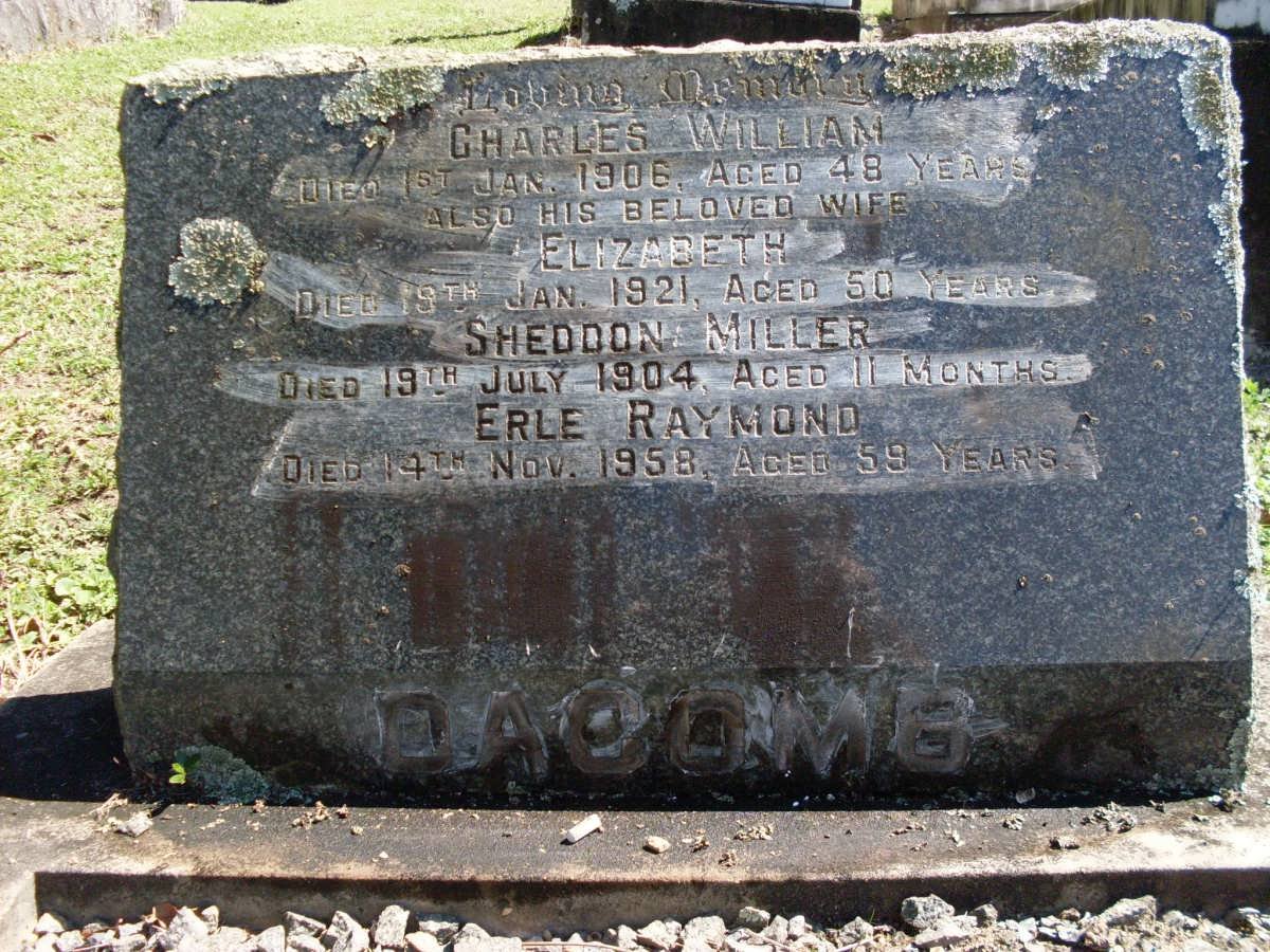 DACOMB Charles William -1906 &amp; Elizabeth -1921 :: DACOMB Sheddon Miller -1921 :: DACOMB Erle Raymond -1958