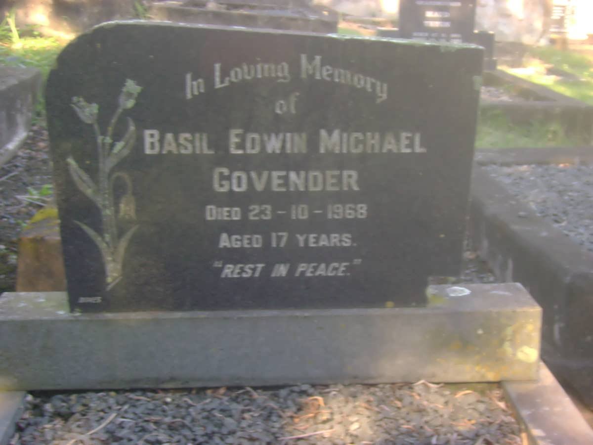 GOVENDER Basil Edwin Michael -1968