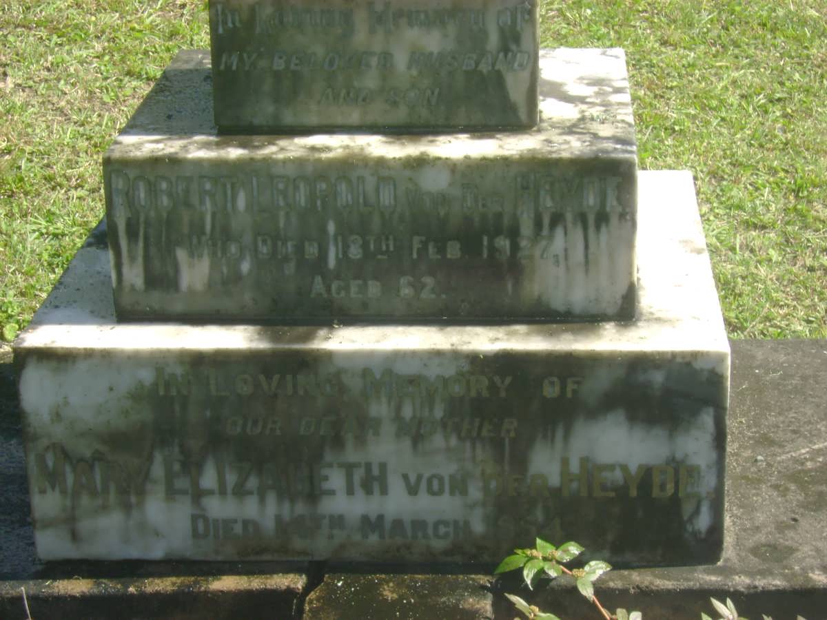 HEYDE Robert Leopold, von der -1927 &amp; Mary Elizabeth -1954