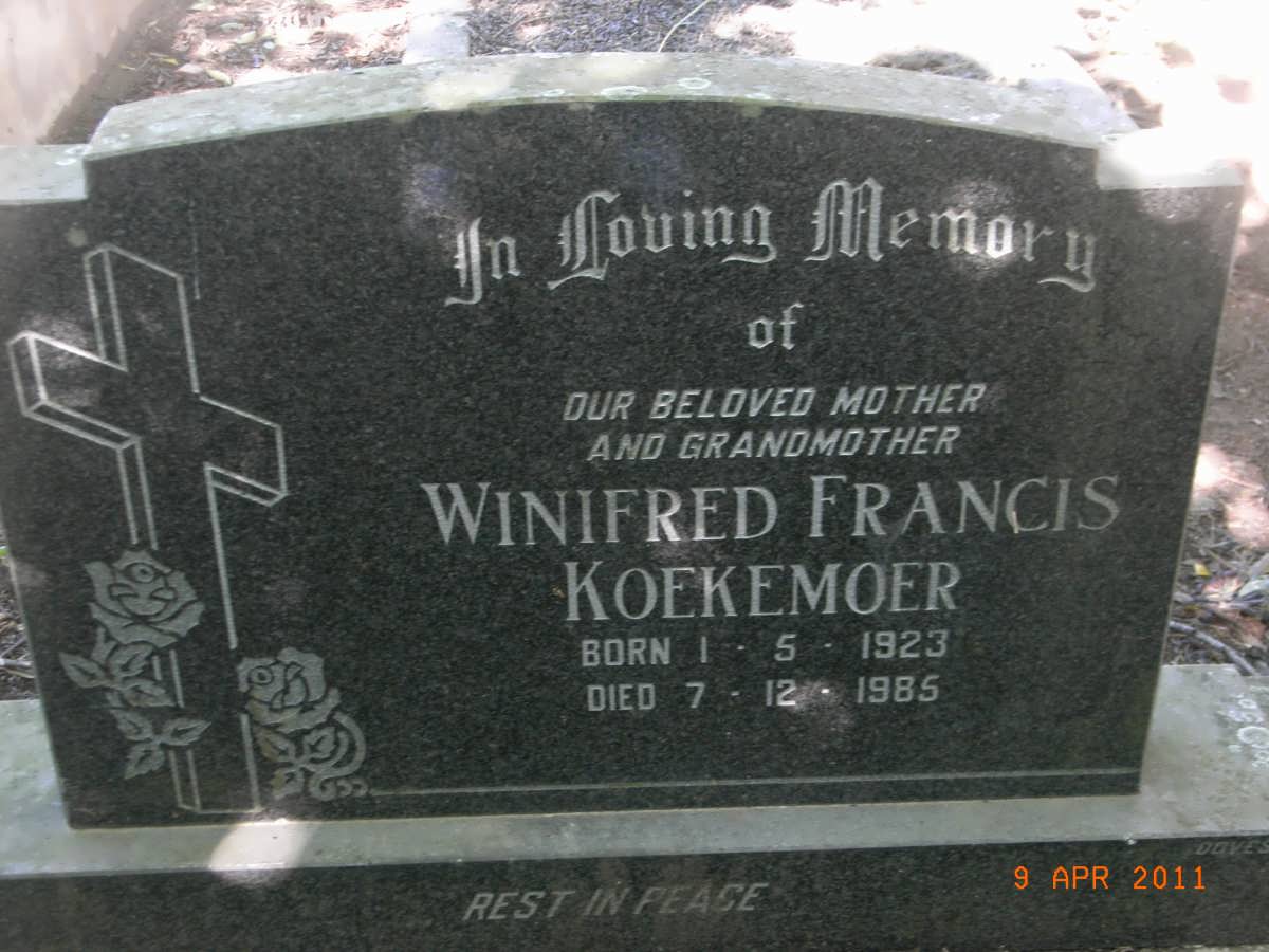 KOEKEMOER Alexander -1975 &amp; Winifred Frances 1923-1985