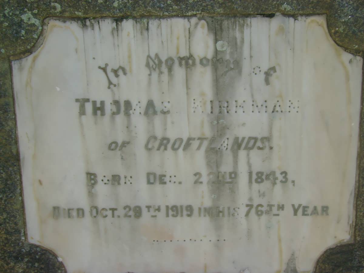 KIRKMAN Thomas 1843-1919