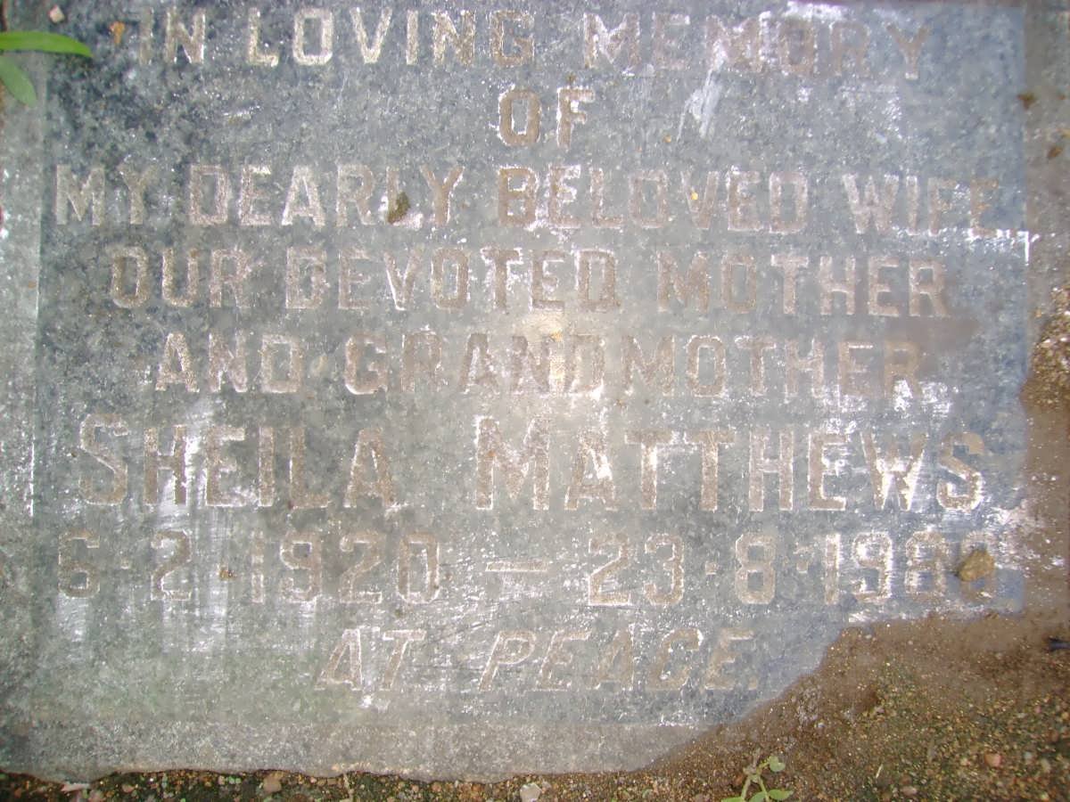 MATTHEWS Sheila 1920-1988