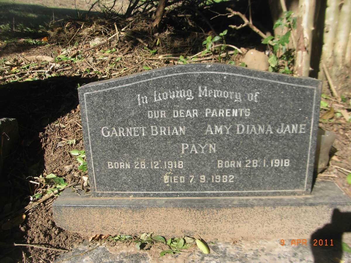 PAYN Garnet Brian 1918-1982 &amp; Amy Diana Jane 1918-1982