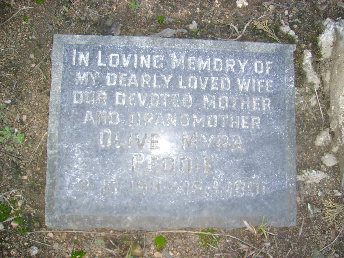 PEDDIE Olive Myra 1911-1981