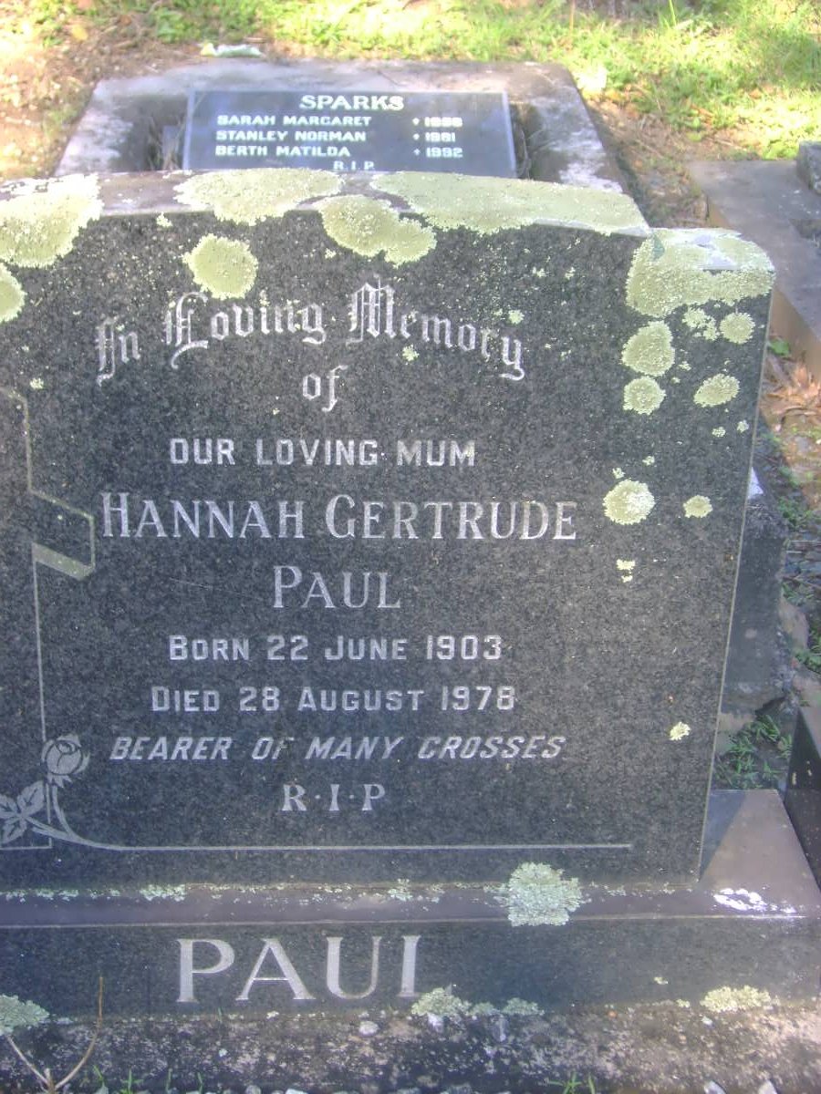 PAUL Hannah Gertrude 1903-1978