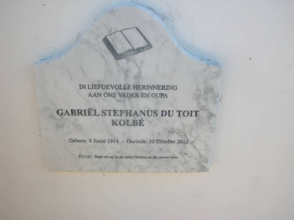 KOLBE Gabriel Stephanus Du Toit 1914-2012
