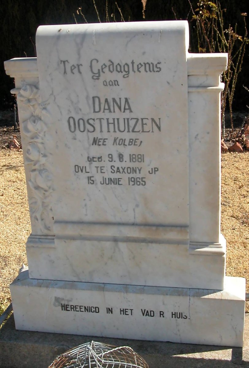 OOSTHUIZEN Dana nee KOLBE 1881-1965