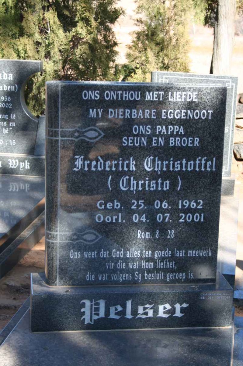 PELSER Frederick Christoffel 1962-2001