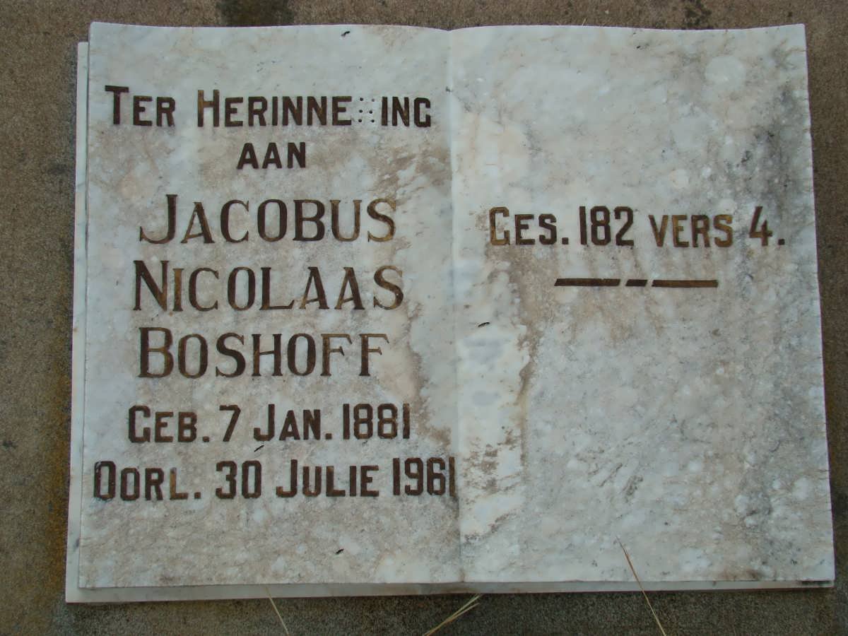 BOSHOFF Jacobus Nicolaas 1881-1961