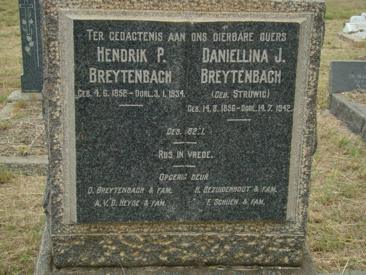 BREYTENBACH Hendrik P. 1852-1934 &amp; Daniellina J. STRUWIG 1856-1942