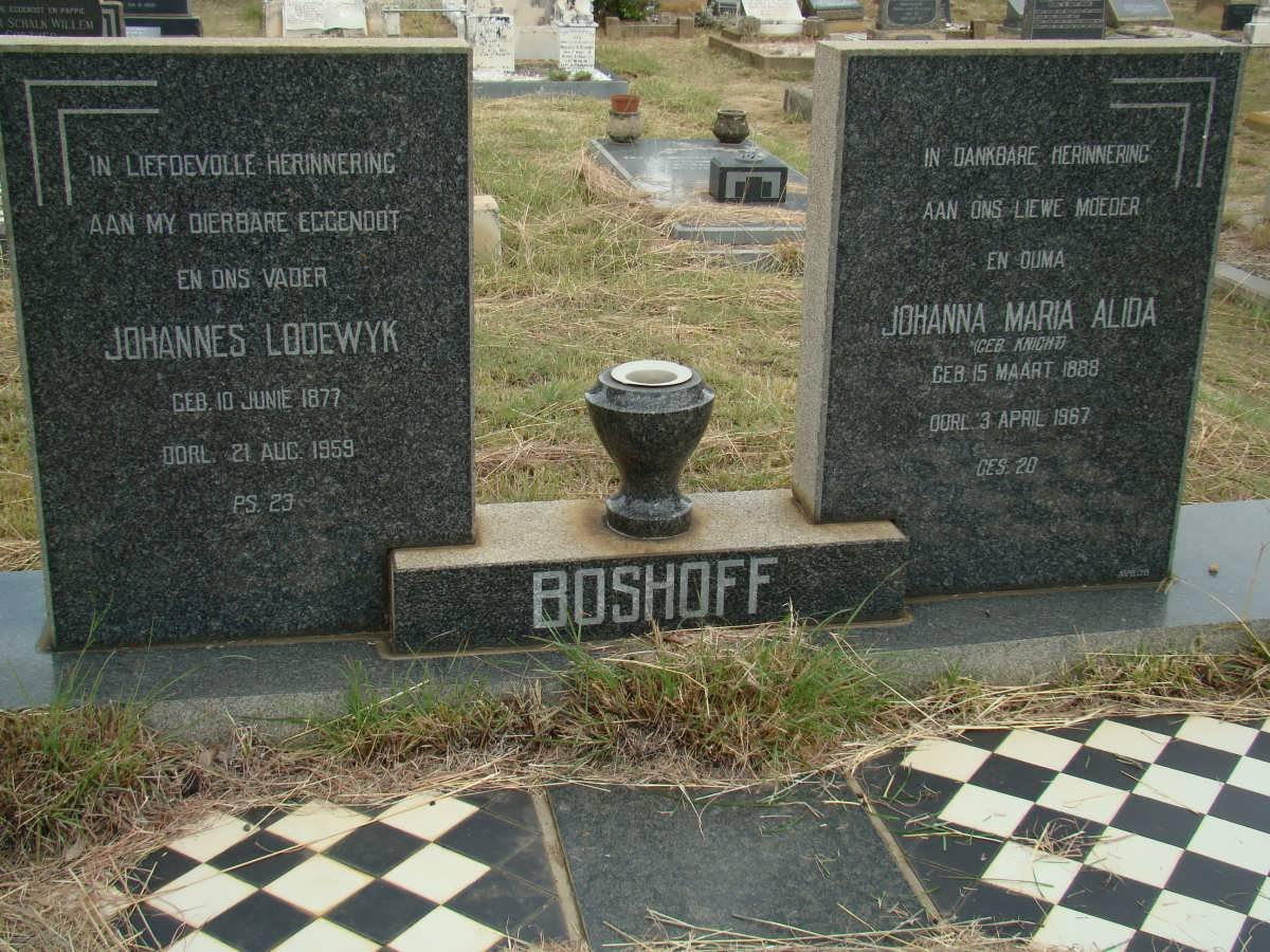 BOSHOFF Johannes Lodewyk 1877-1959 &amp; Johanna Maria Alida KNIGHT 1888-1967