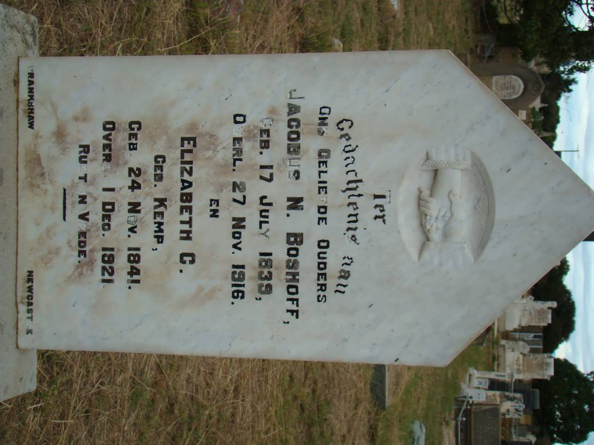 BOSHOFF Jacobus N. 1839-1916 &amp; Elizabeth C. KEMP 1841-1921
