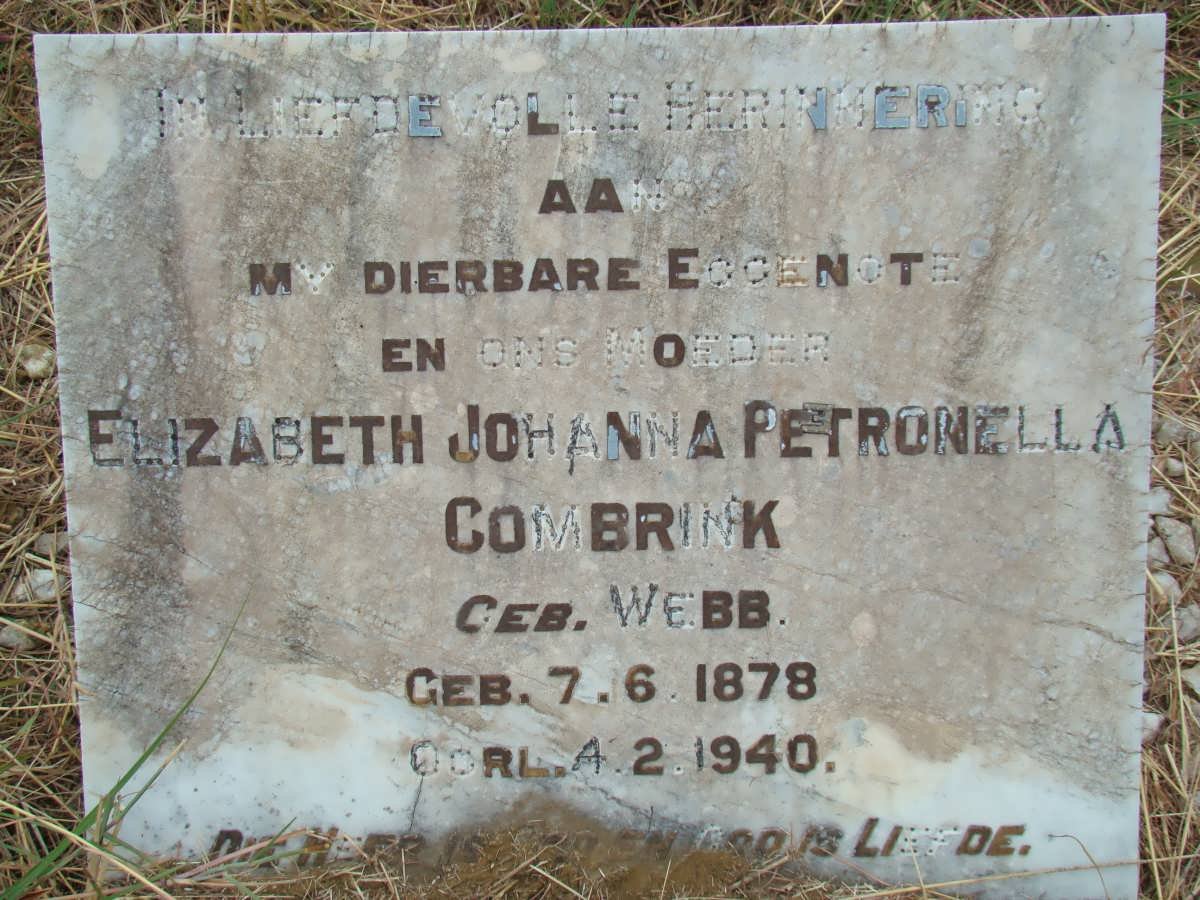 COMBRINK Elizabeth Johanna Petronella nee WEBB 1878-1940